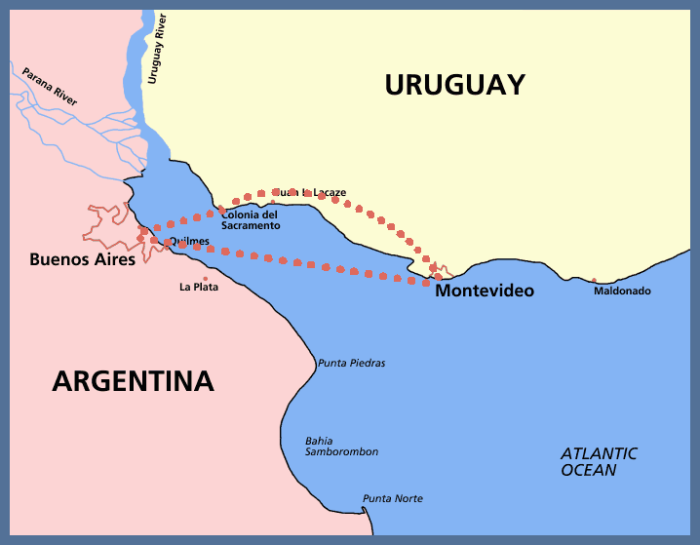 мапа Буенос-Айрес - Монтевідео